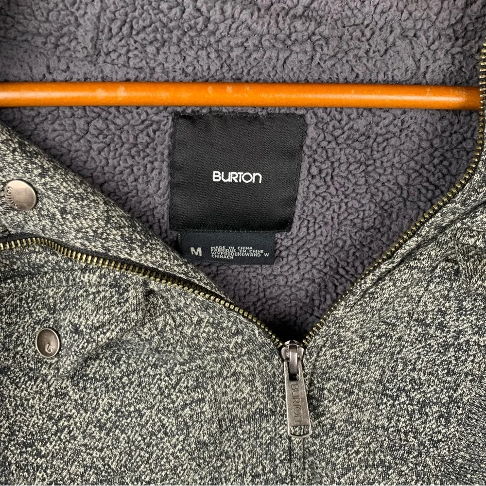 Burton Zip-Up Fleece Hoodie Sweatshirt Gray Medium Jacket Cozy Snowboarding - Picture 3 of 16